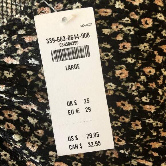 🎄 Hollister cinch front textured top black floral L - Picture 5 of 5